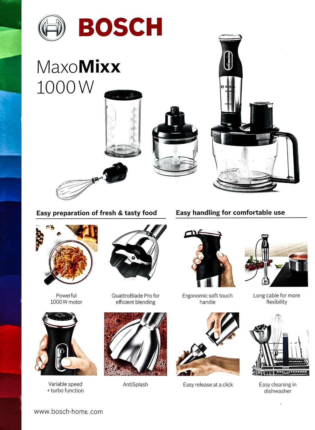BOSCH Stabmixer MS8CM6190 MaxoMixx Stabmixer-Set Edelstahl