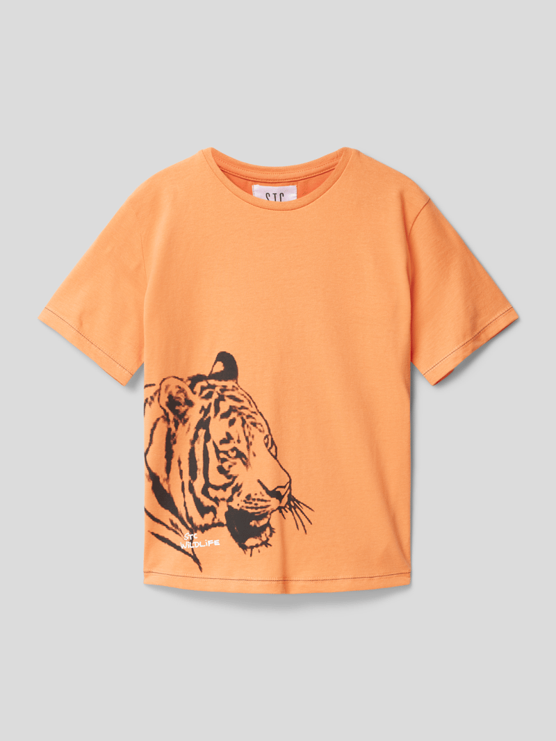 T-Shirt mit Motiv-Print in orange