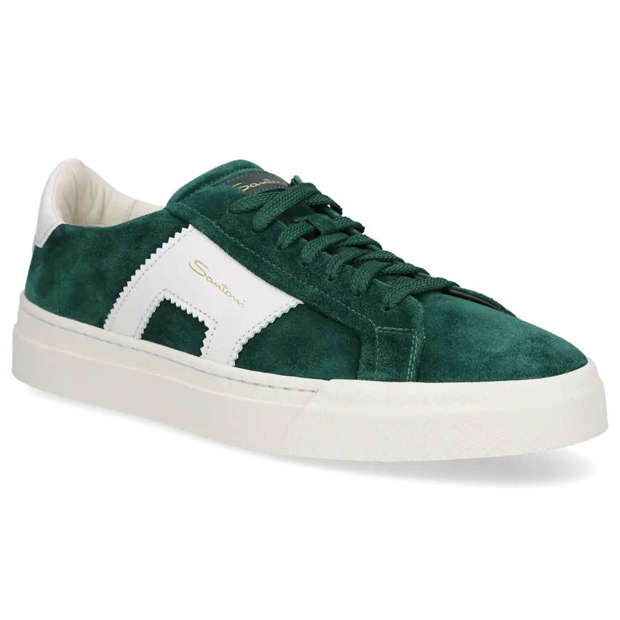 Santoni - Sneaker low DOUBLE BUCKLE Veloursleder - grün