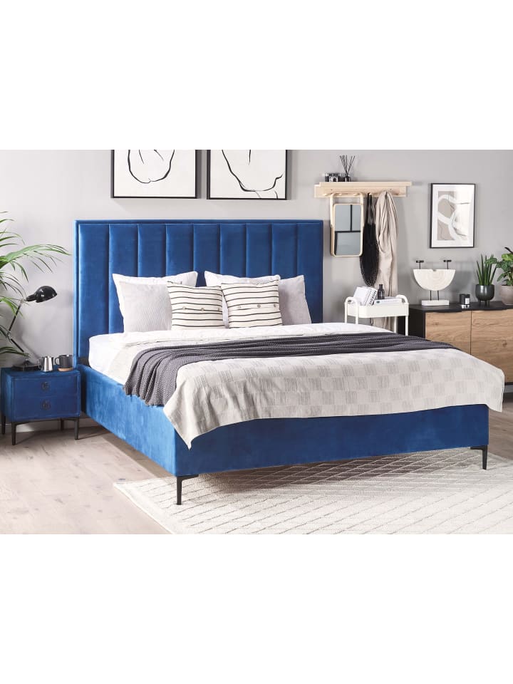Beliani Schlafzimmer Set SEZANNE in Blau/Schwarz - (W) 170 x (H) 142 x (L) 215  cm günstig kaufen onesize