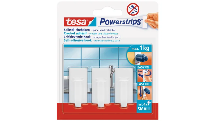 tesa Powerstrips® Haken ablösbar Classic weiss weiss