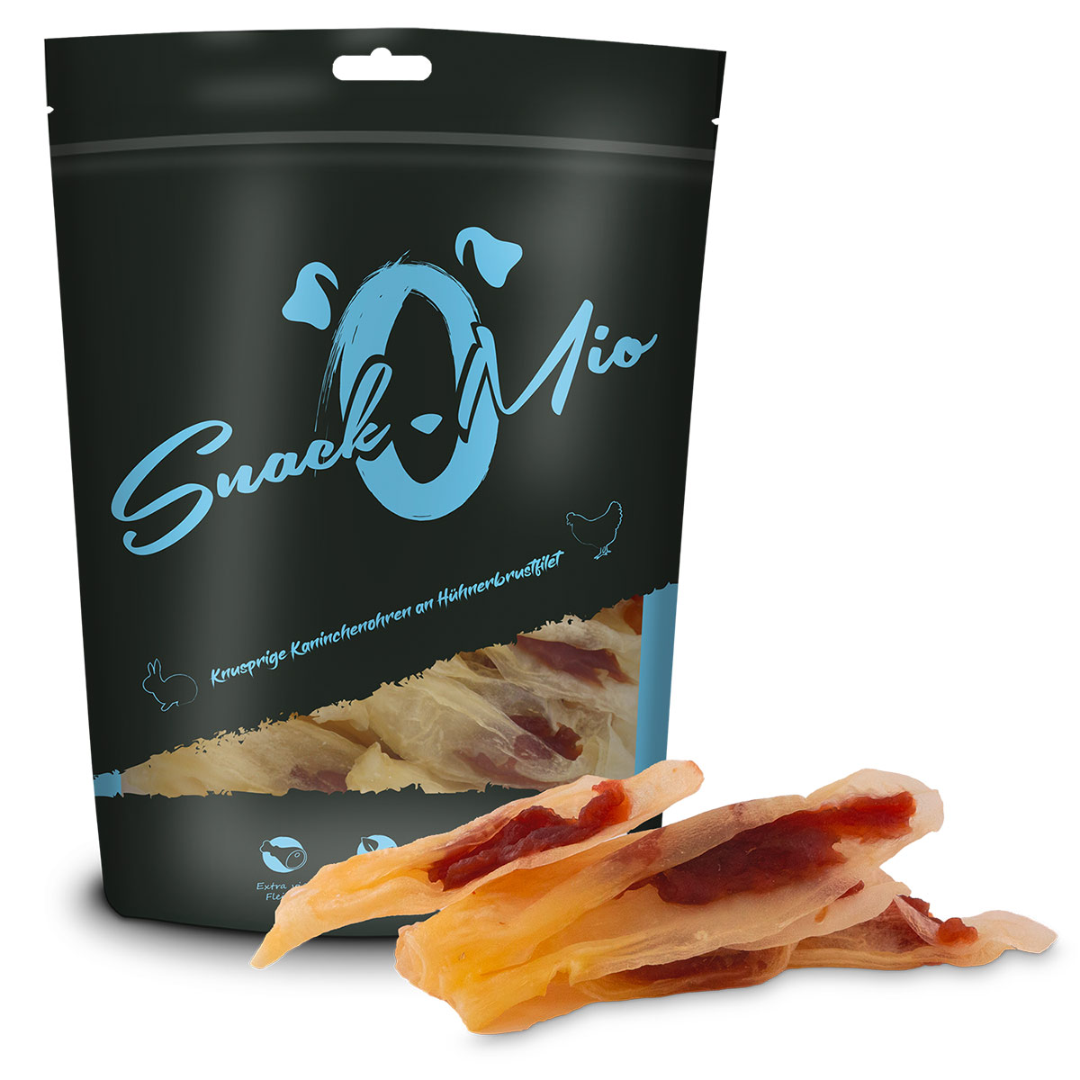 SnackOMio - knusp. Kaninchenohren an Hühnerbrustfilet
