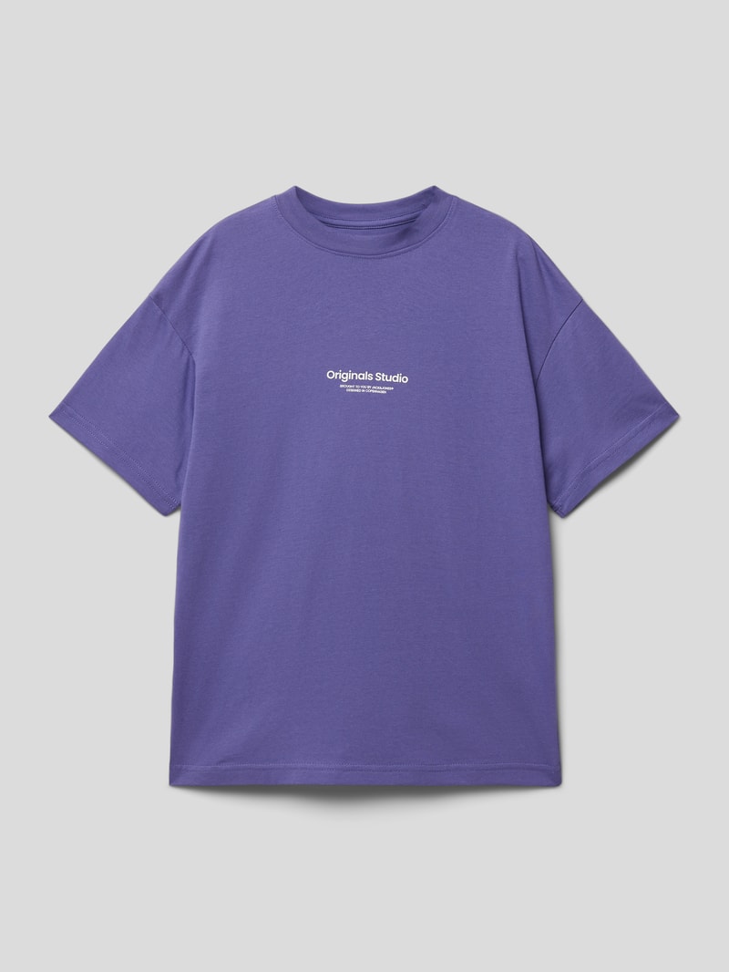 T-Shirt mit Label-Print in purple
