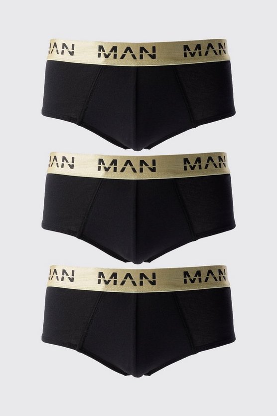 3er-Pack Man Roman Gold Boxershorts in Schwarz