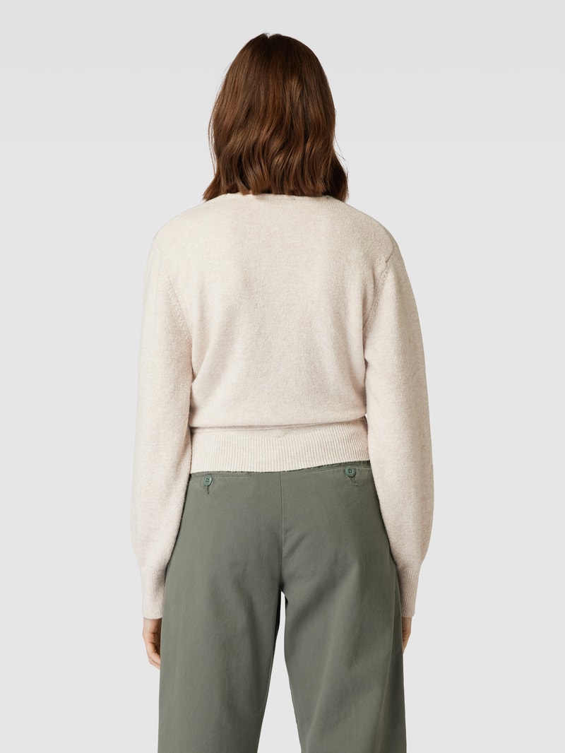 Strickjacke mit Schnürung in offwhite meliert