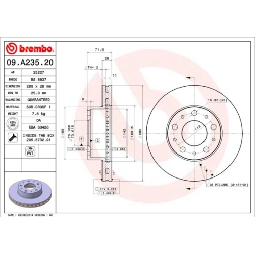 09.A235.20 BREMSSCHEIBE BREMBO VA  VP2 - ATU