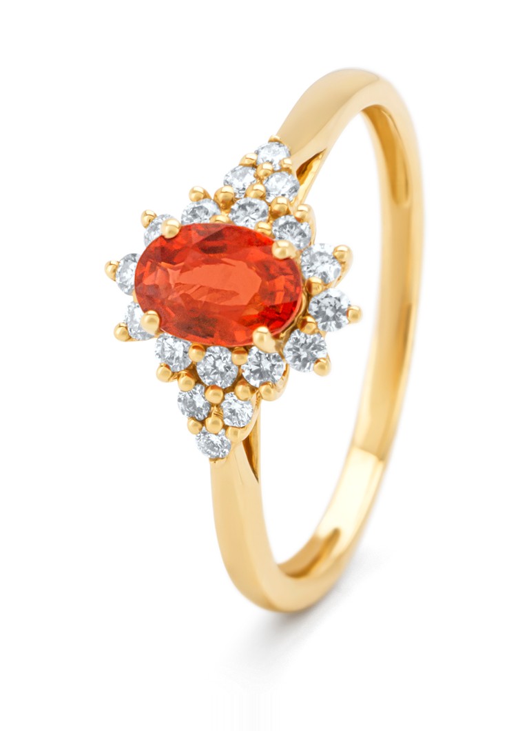 Anello Eden Diamond Point in oro giallo con zaffiro arancione da 0,60 ct