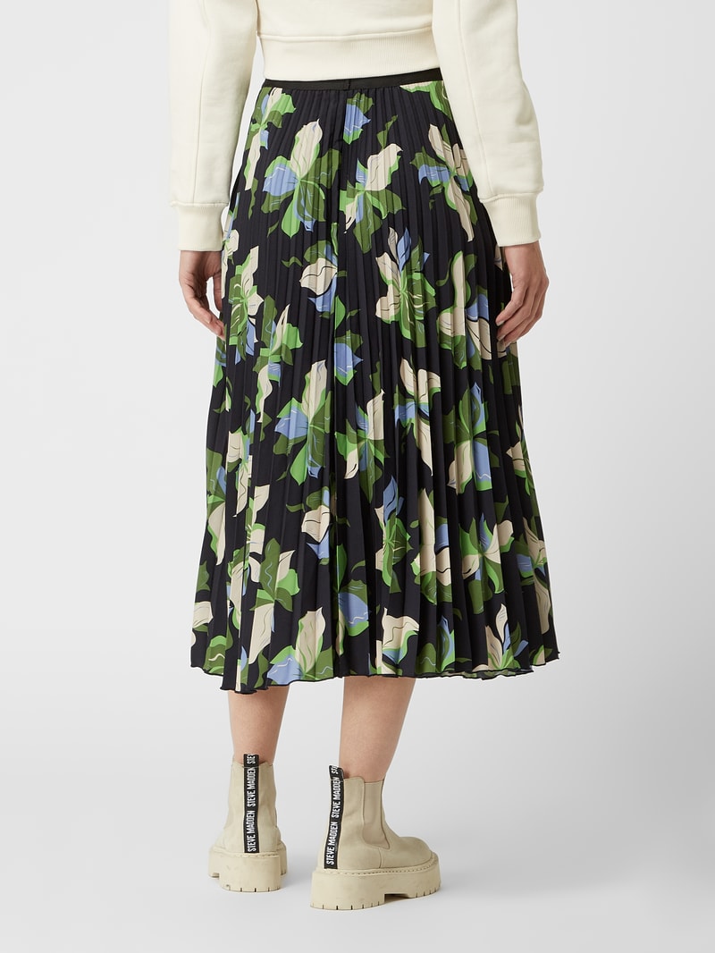 Midirock mit floralem Muster in marineblau