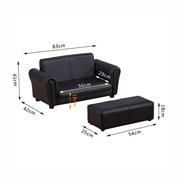 HOMCOM Kindersessel mit Fußhocker, Kindercouch mit Hocker, Kindersofa, Sofa Sessel, Schwarz 83 x 42 x 41 cm