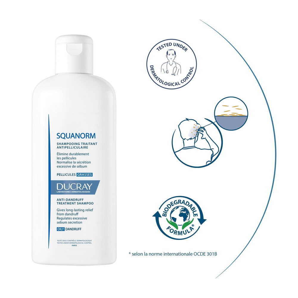 Ducray Squanorm Shampooing  Pellicule Grasse 20 0 ml Shampooing