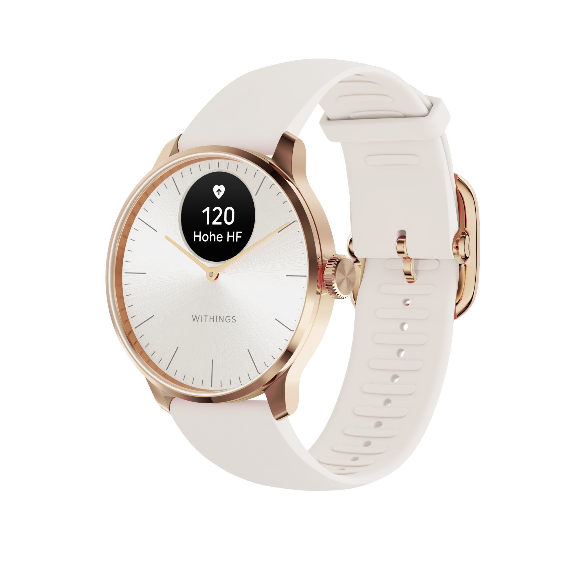 Withings HWA11 ScanWatch Light + Rose Gold Milanese Band Bundle Smartwatch (1,6 cm/0,63 Zoll) Spar-Set, mit Wechselarmband