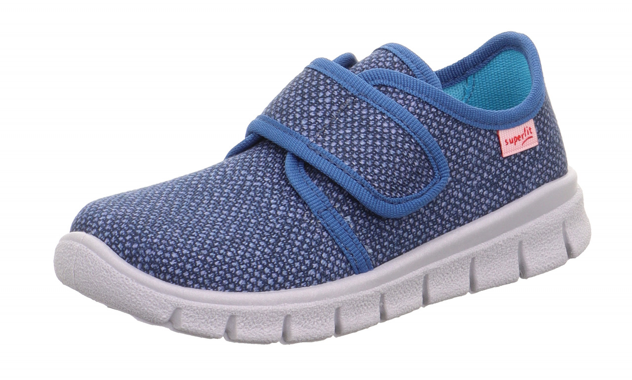 BOBBY - Blau/Mehrfarbig Hausschuh mit Klettverschluss
