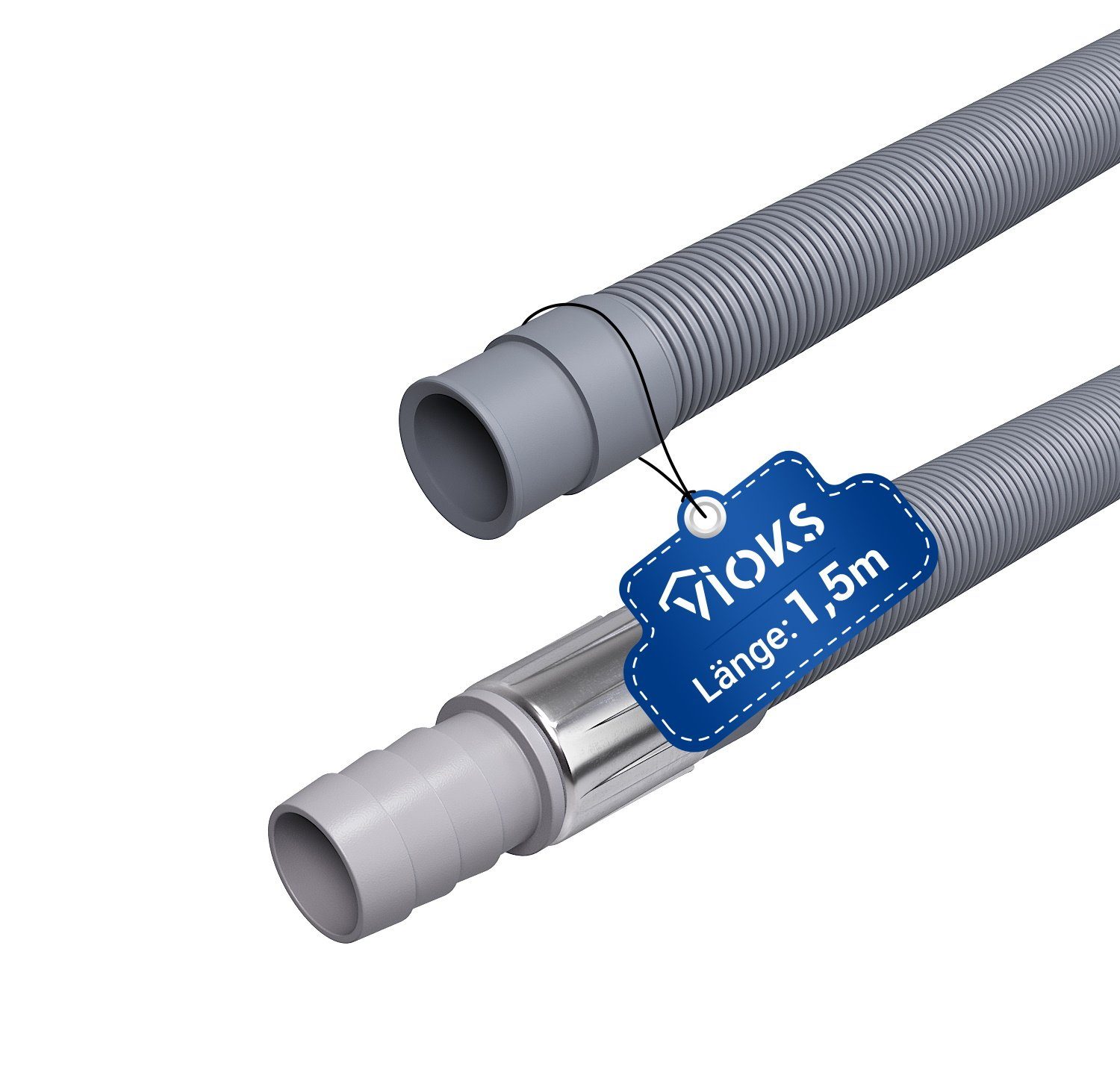 VIOKS Ablaufschlauch Ablaufschlauchverlängerung Ø19 mm, Zubehör für Geschirrspüler, Waschmaschine, 1,5 m, universal