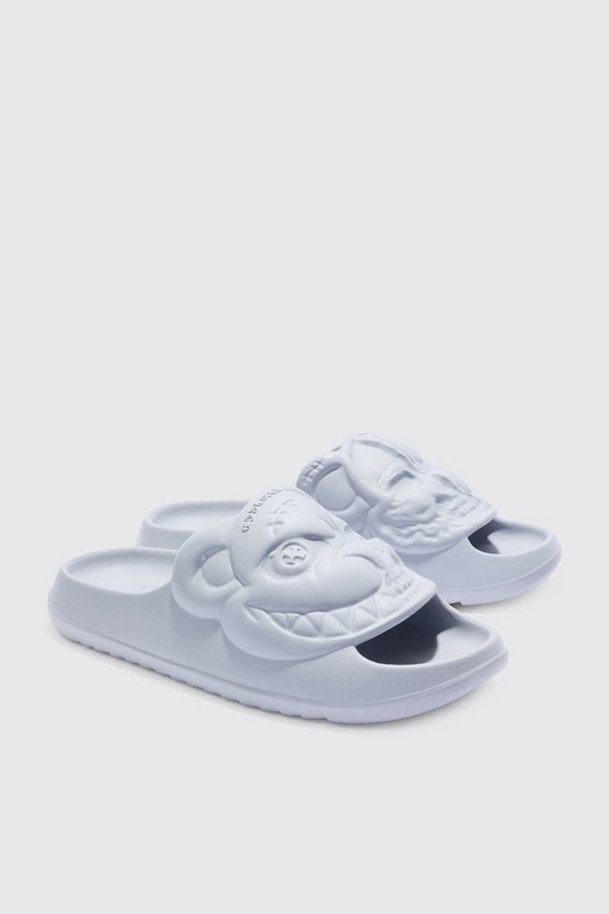 Perforierte Slides mit Evil Teddy Print