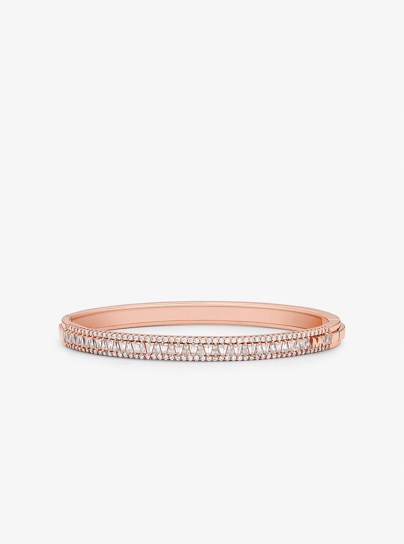 Precious Metal-Plated Sterling Silver Pavé Bangle - ROSE GOLD