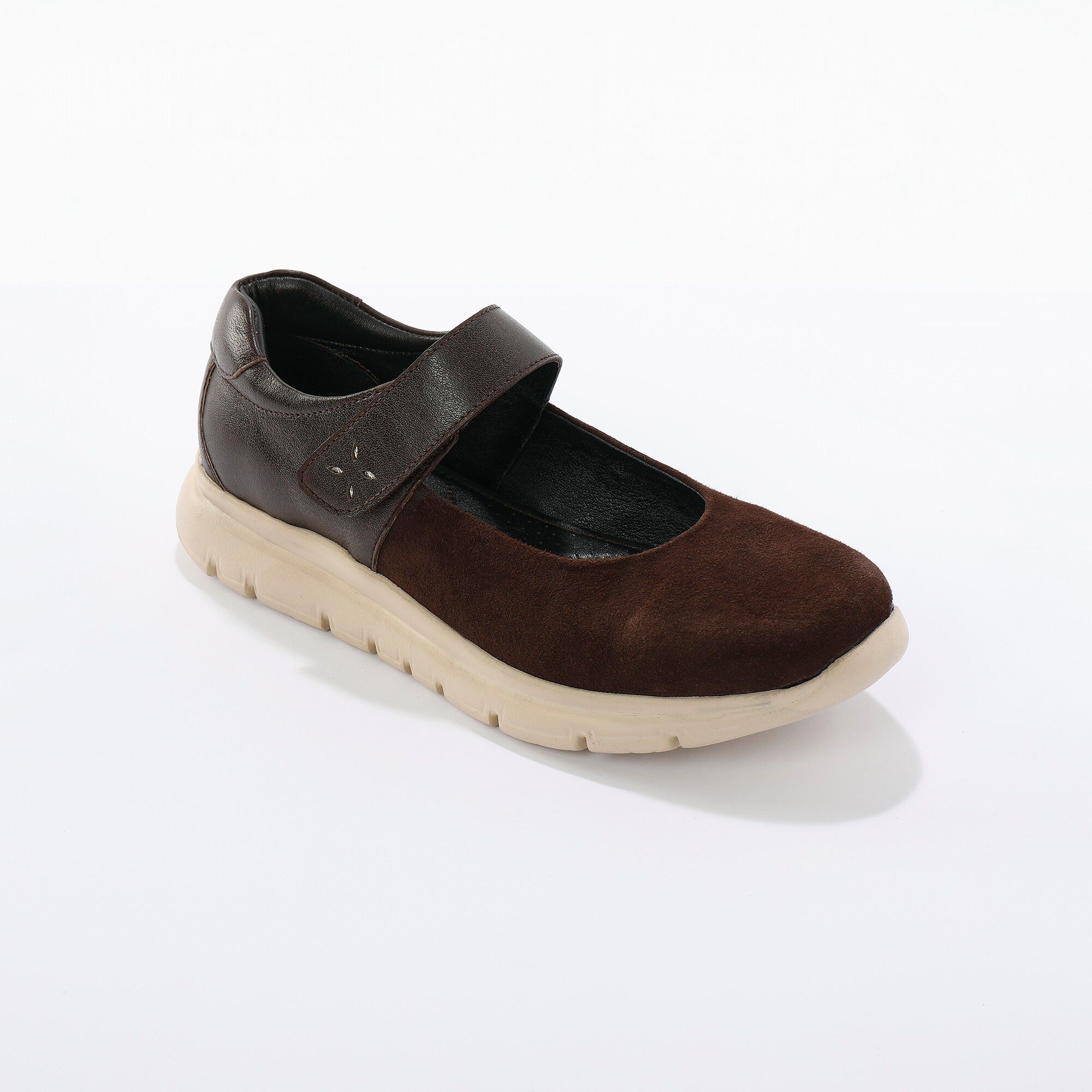 Ballerines de marche scratchées, cuir