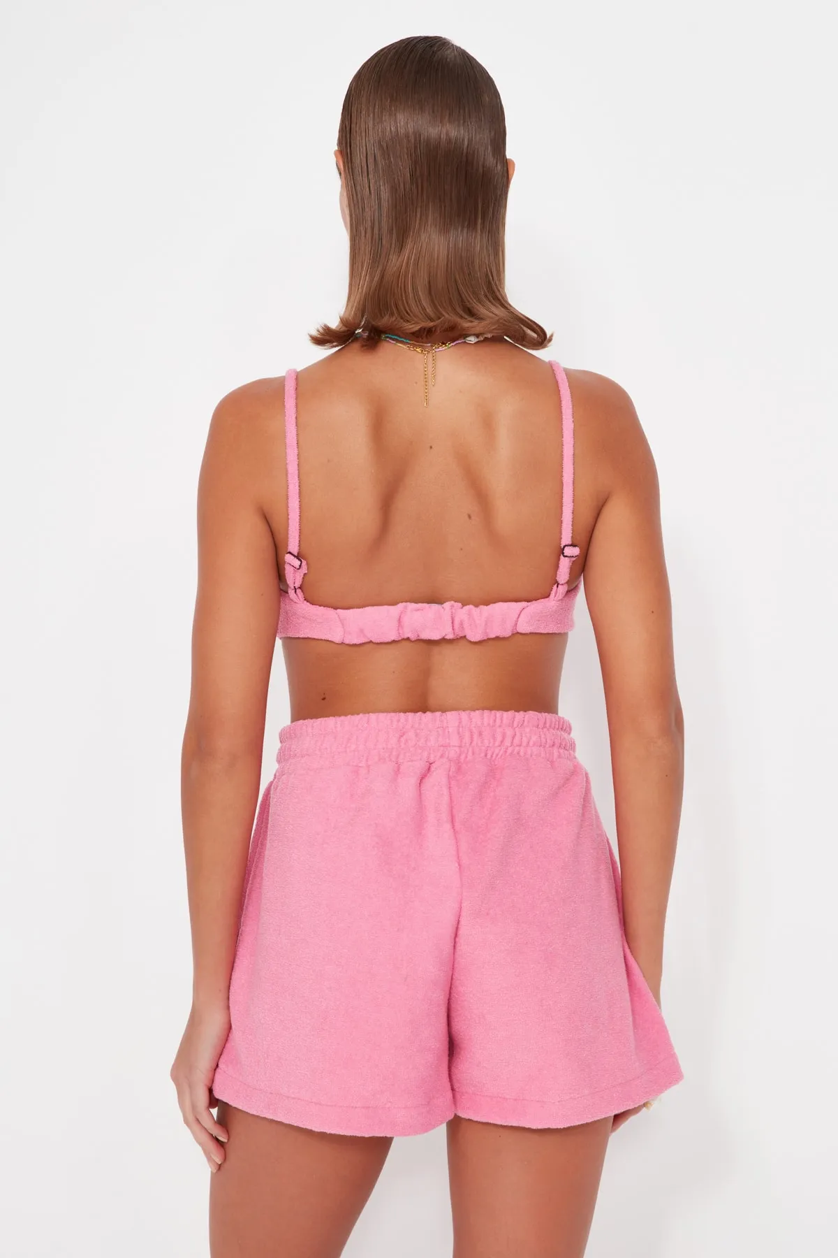 Trendyol Collection  Fuchsia gestricktes Handtuch-Blusen-Shorts-Set TBESS23AU00163