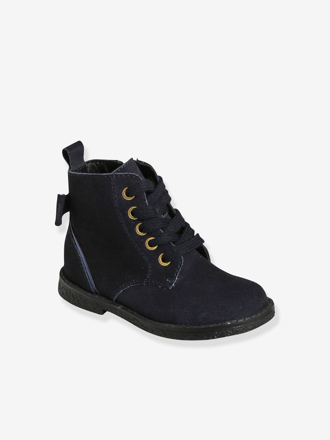 Bottines cuir fille collection maternelle bleu marine