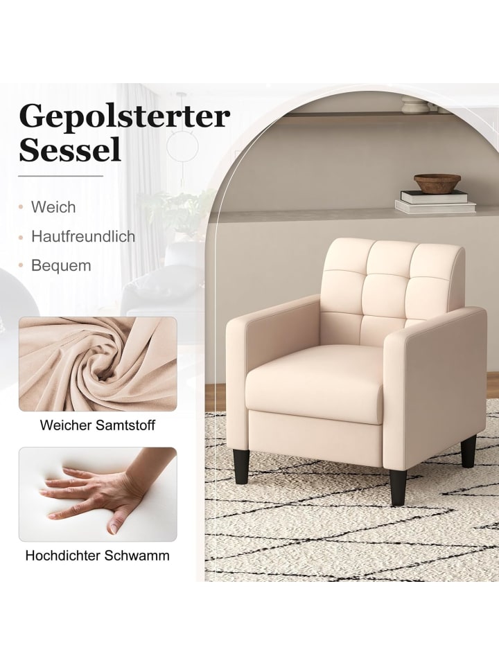 COSTWAY Relaxsessel aus Samt in Beige günstig kaufen onesize