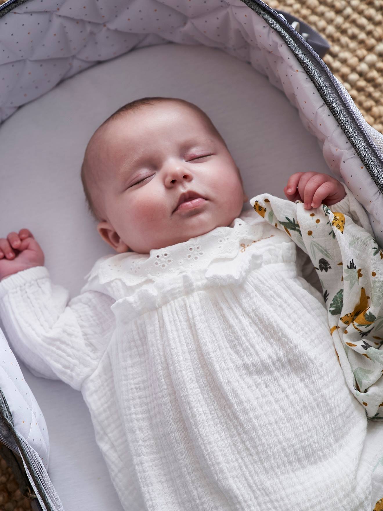 Vertbaudet Baby Tragetasche, Reisebett kompakt - grau meliert