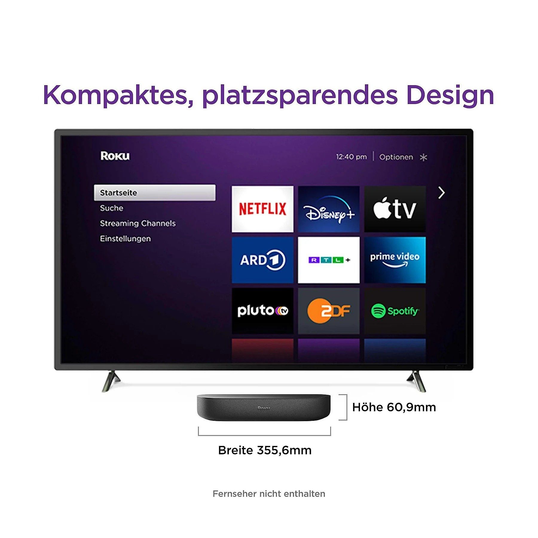 ROKU 4K HDR Streaming Media Player Soundbar (WLAN (WiFi), Bluetooth, Alexa, Siri, Google Home, Spotify, Netflix, Ultra HD, Apple AirPlay)