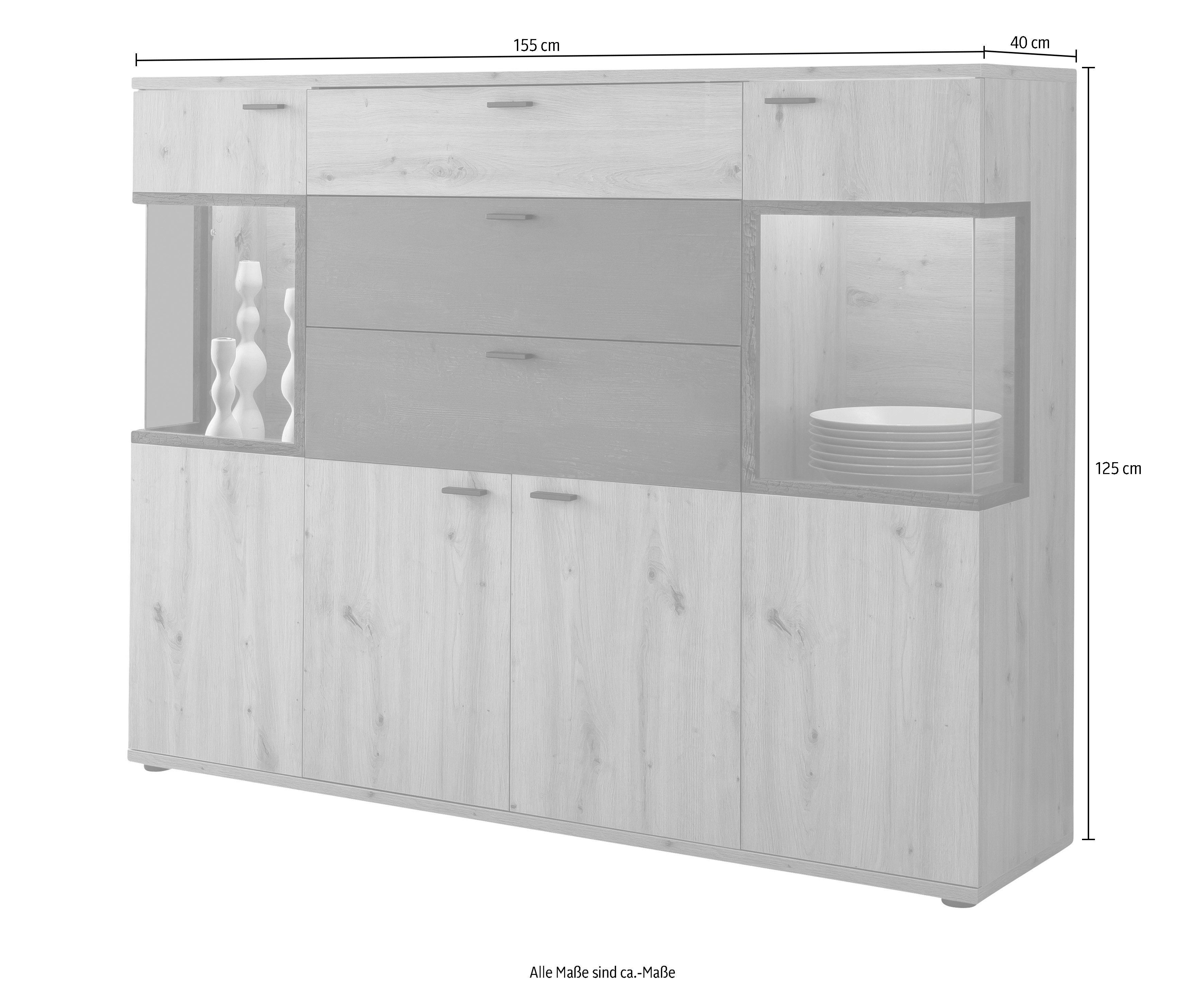 HELA Highboard Atlanta, Höhe 125 cm