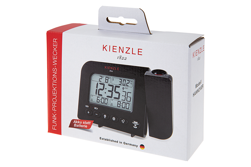 KIENZLE Funk-Projektions-Wecker “HANNOVER” mit Datums- und Temperaturanzeige