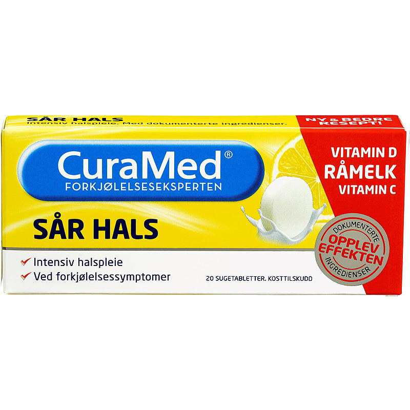 Curamed Sår hals CuraMed 20 stk, med råmelk