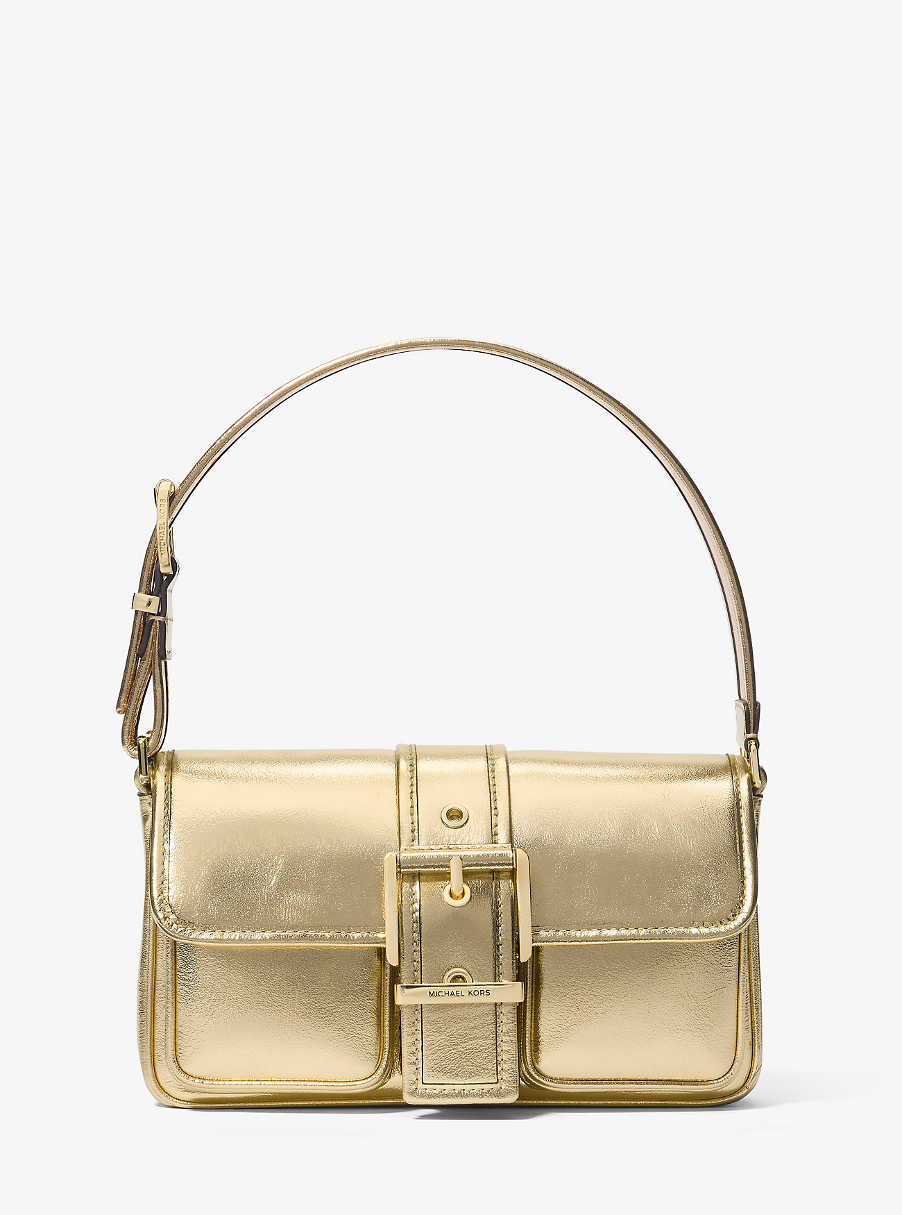 Colby Medium Metallic Leather Shoulder Bag - PALE GOLD