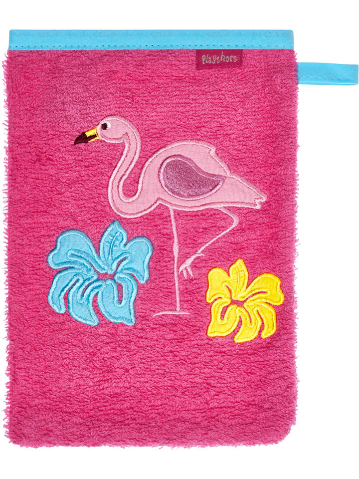 Playshoes Frottee-Waschhandschuh Flamingo in Pink günstig kaufen onesize