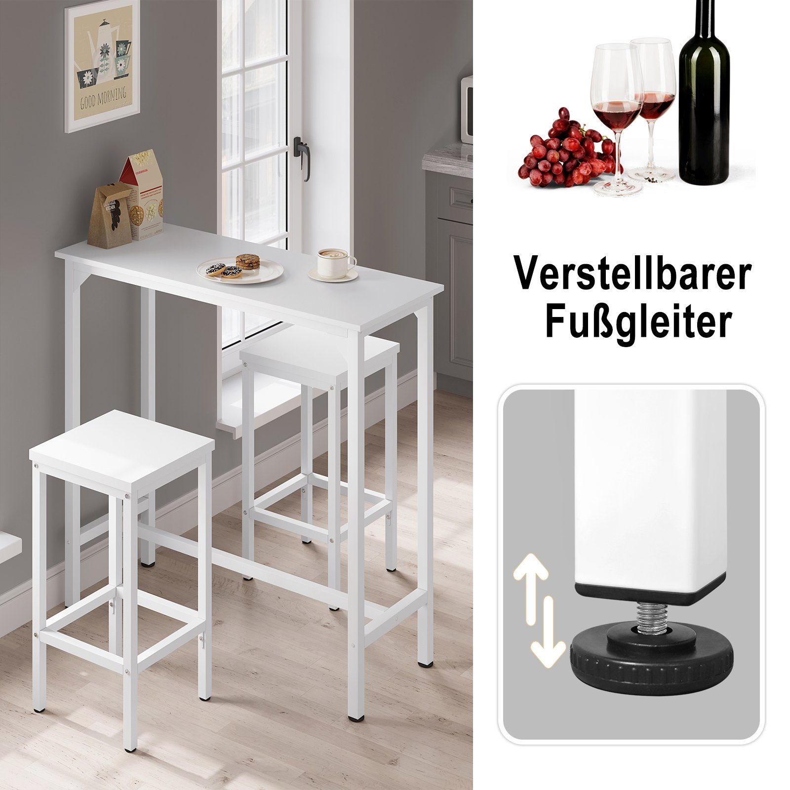 EUGAD Bartisch (1-St), hoch, für Bar Bistro Kücheninsel Balkon