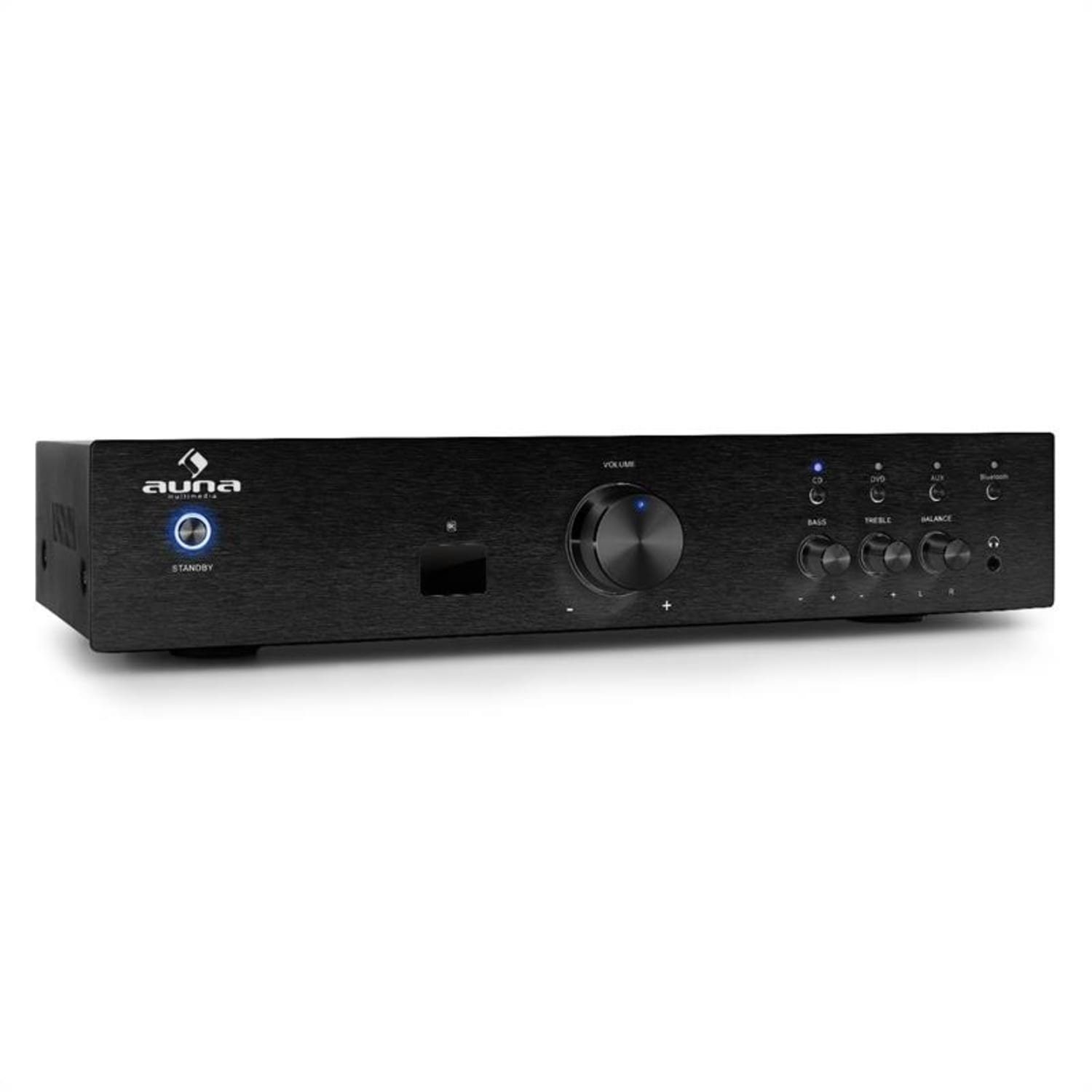 Auna AV2-CD508BT Audioverstärker (Anzahl Kanäle: 3 Stereo-Cinch-Line-Eingänge für CD-Player, DVD-Player sowie AUX-Quellen, 125 W, Digital Audio Bluetooth Verstärker HiFi Stereo Amplifier)