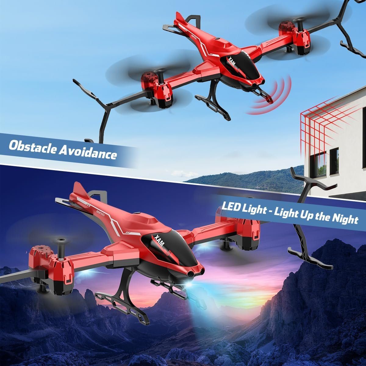 VATOS Drohne (LED Licht, Indoor, Spielzeug Kinder, Leichte für 15 Min. Spaß. Innovatives Quad-Flügeldesign 360° Flip)