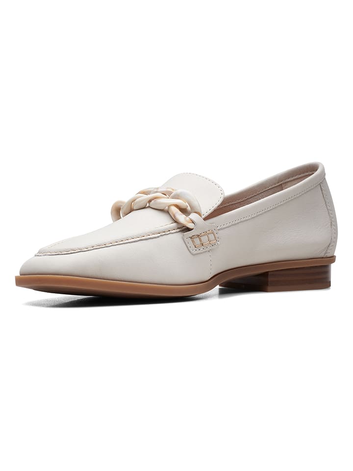 Clarks Leder-Slipper ''Sarafyna Iris'' in Weiß günstig kaufen