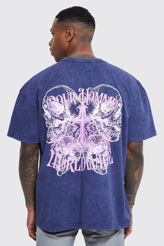 Oversize T-Shirt mit Totenkopf-Print
