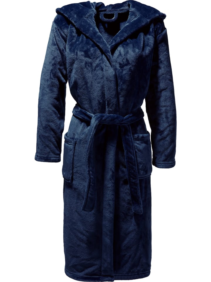 REDBEST Fleece Unisex-Bademantel mit Kapuze Perris in marine günstig kaufen