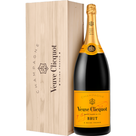 CHAMPAGNE VEUVE CLICQUOT - BRUT CARTE JAUNE - SALMANAZAR - CAISSE BOIS