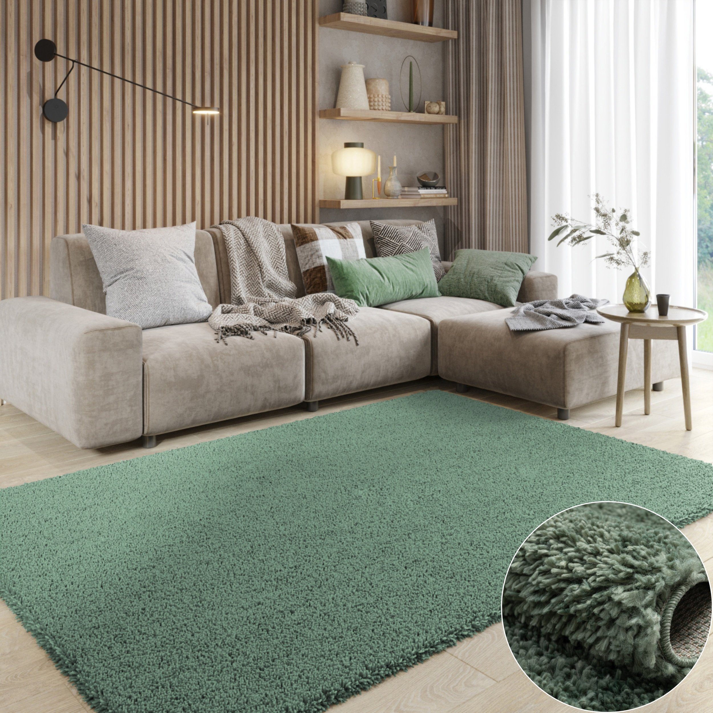 Teppich Hochflorteppich Shaggy Star, Wohnando, rechteckig, Höhe: 38 mm, einfarbig, leicht glänzend, extra flauschig