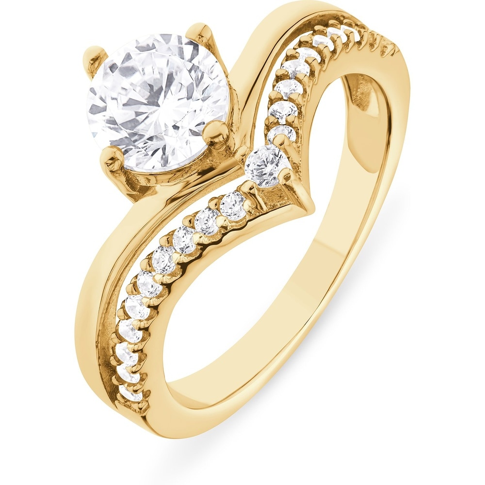 FAVS Bague pour femme 925 Argent or jaune Bague