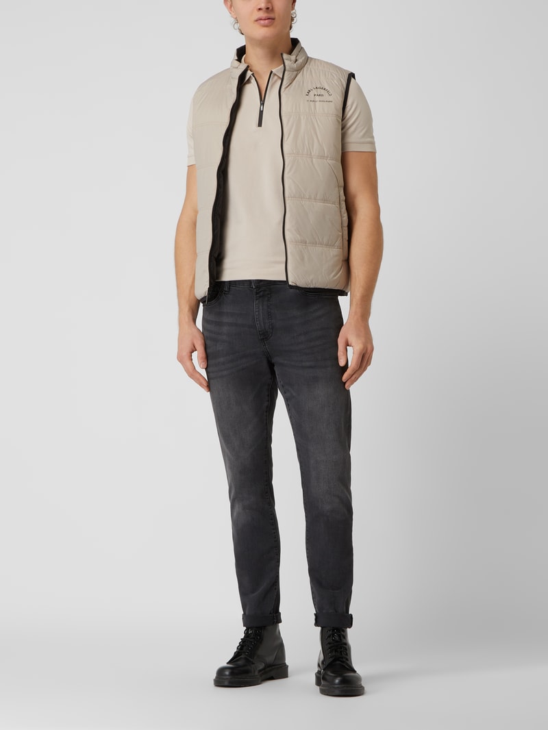 Steppweste mit Label-Print in schwarz