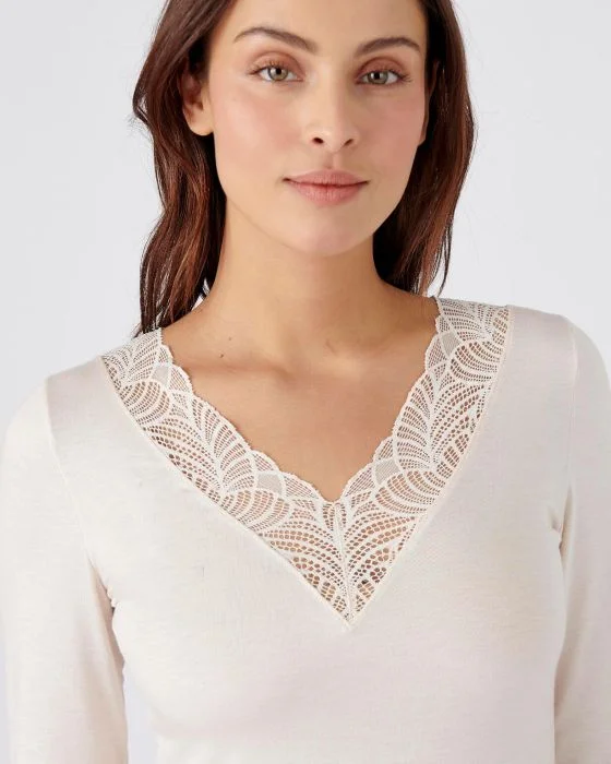T-shirt manches longues dentelle, invisible Thermolactyl