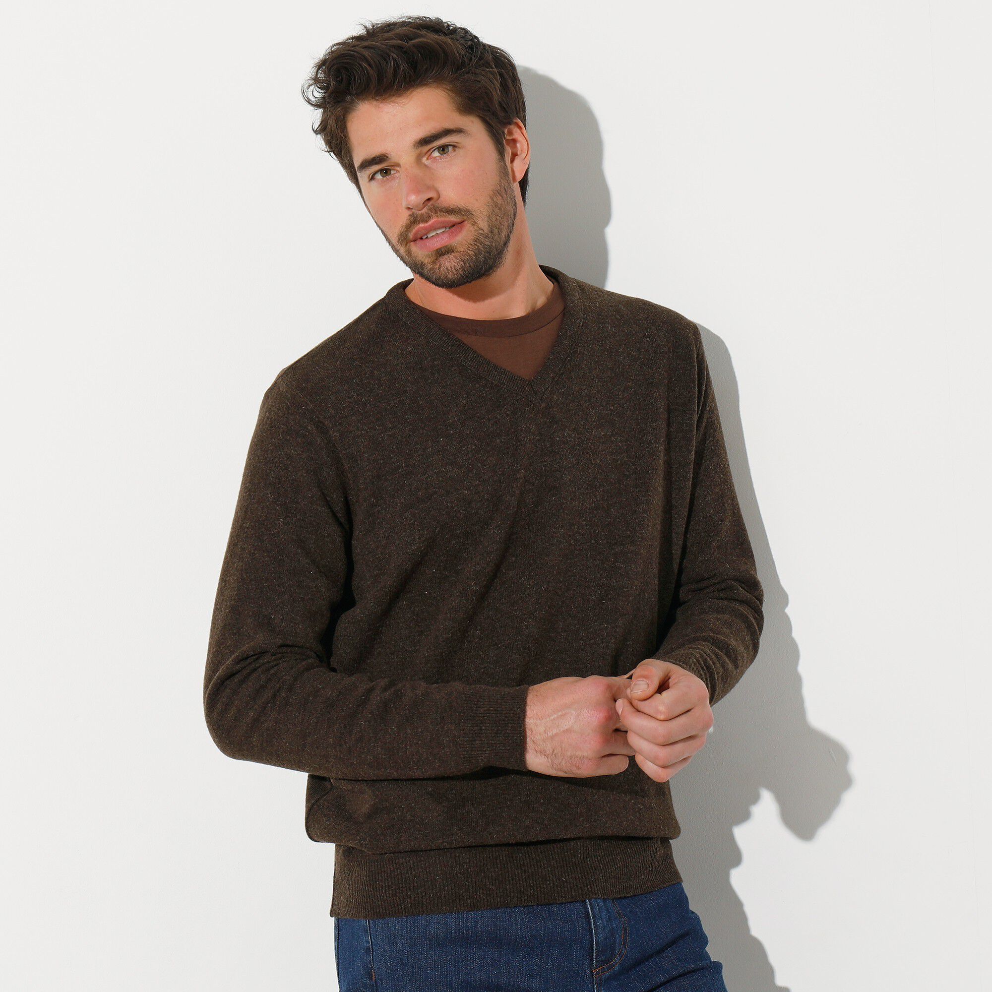 Pull col V 80% laine