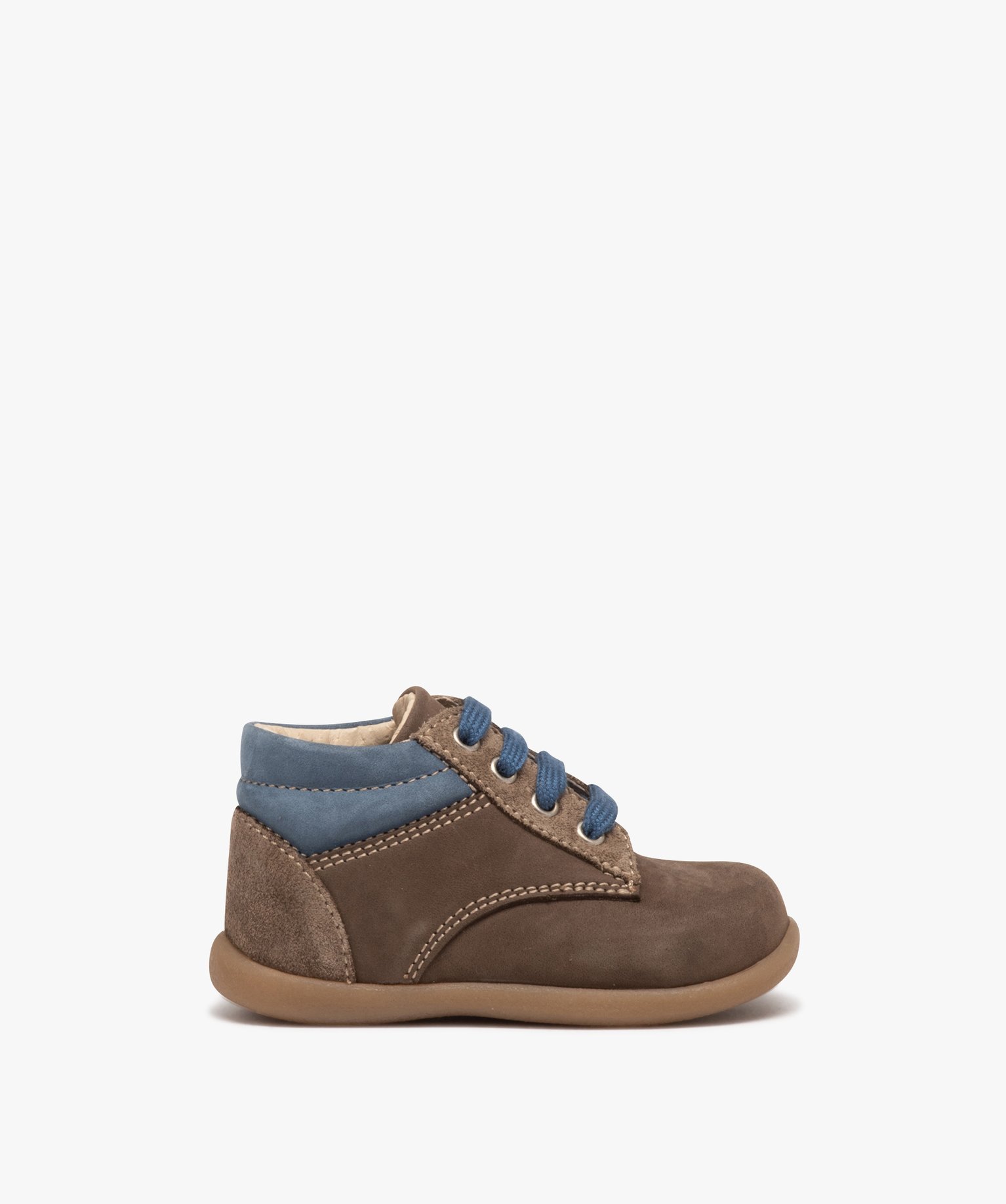 Chaussures premiers pas bébé Garçon bicolores en cuir suédé
