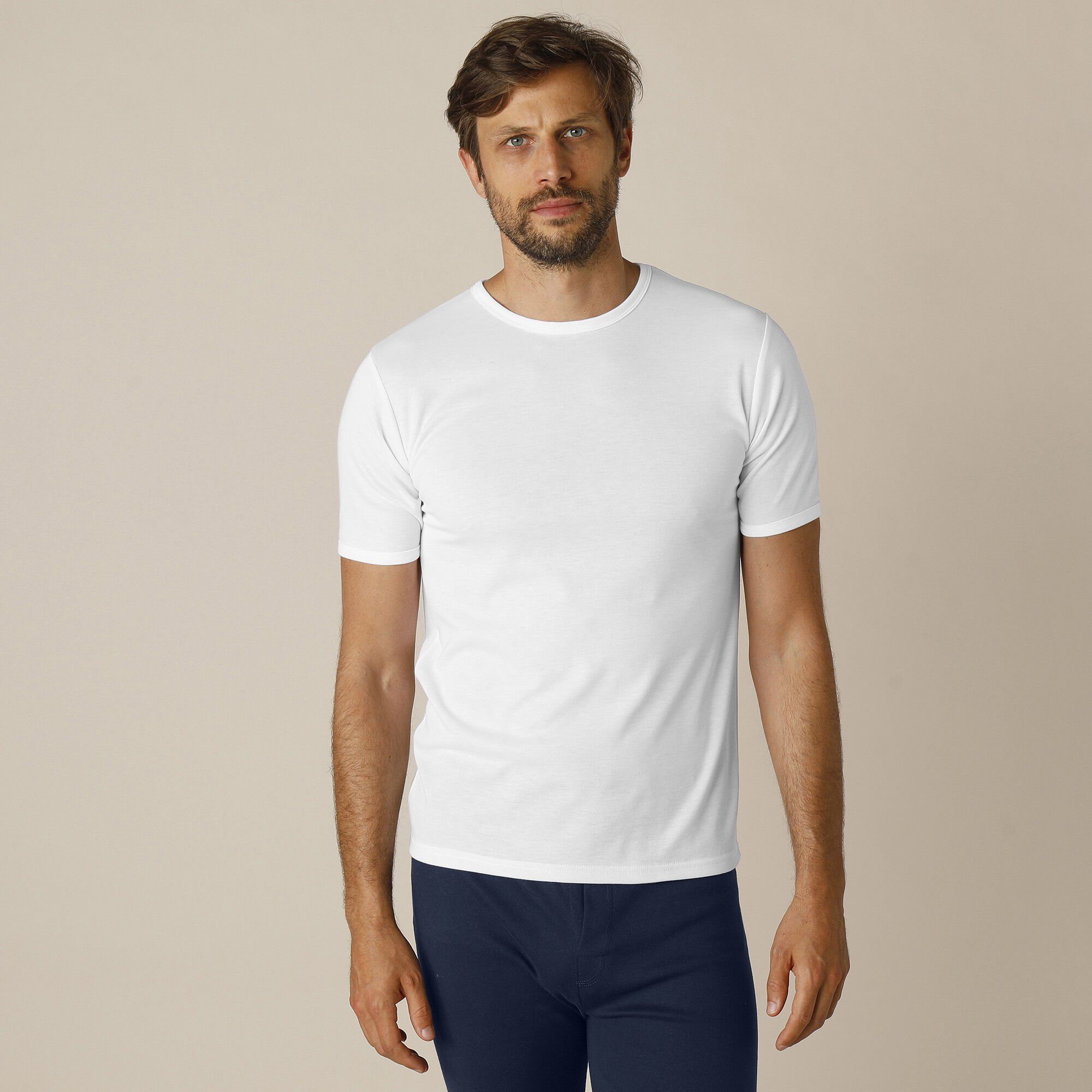 Tee-shirt sous-vêtement homme col rond manches courtes polyester
