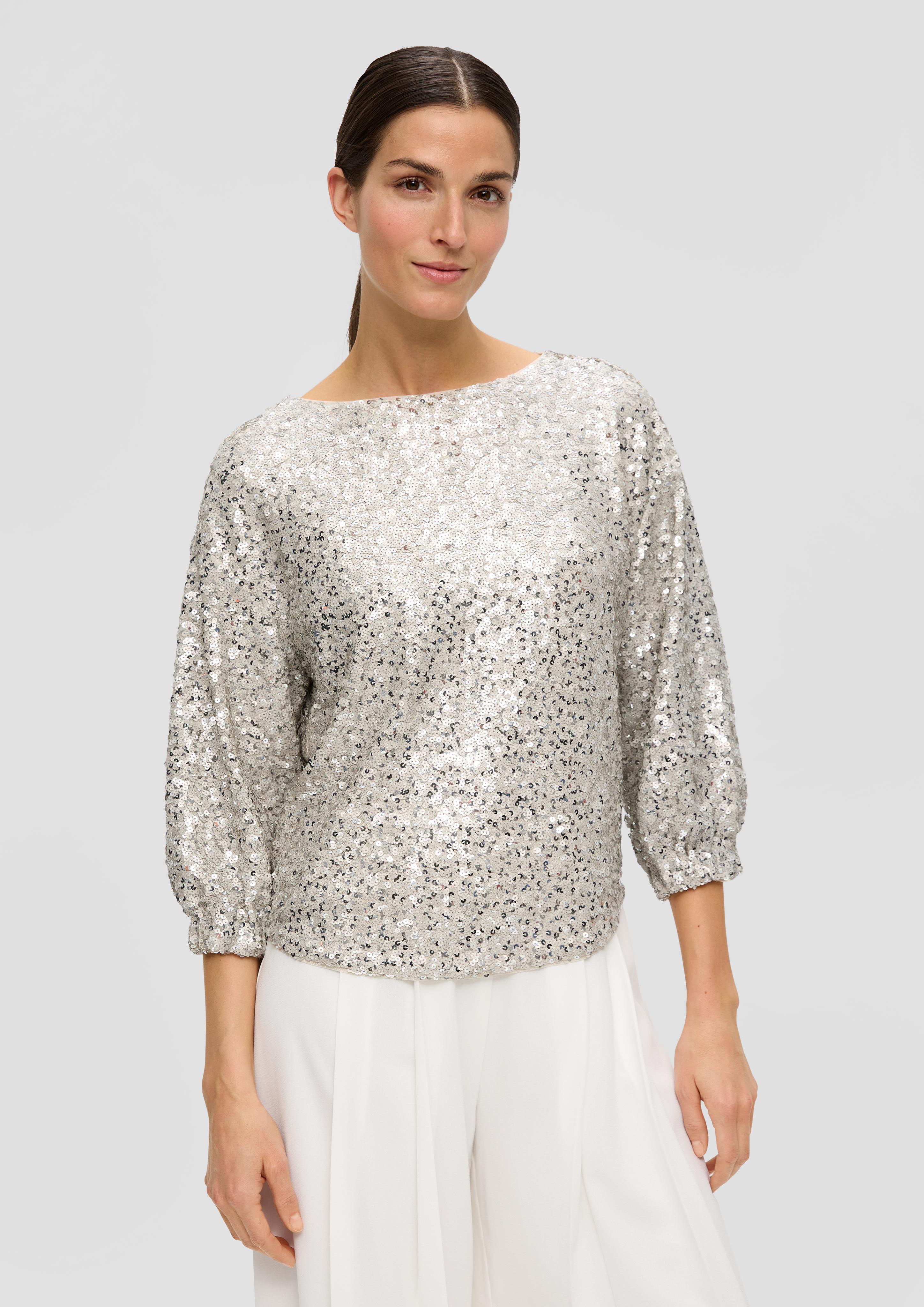 Mesh-Bluse mit Pailletten-Besatz  2137060-0700