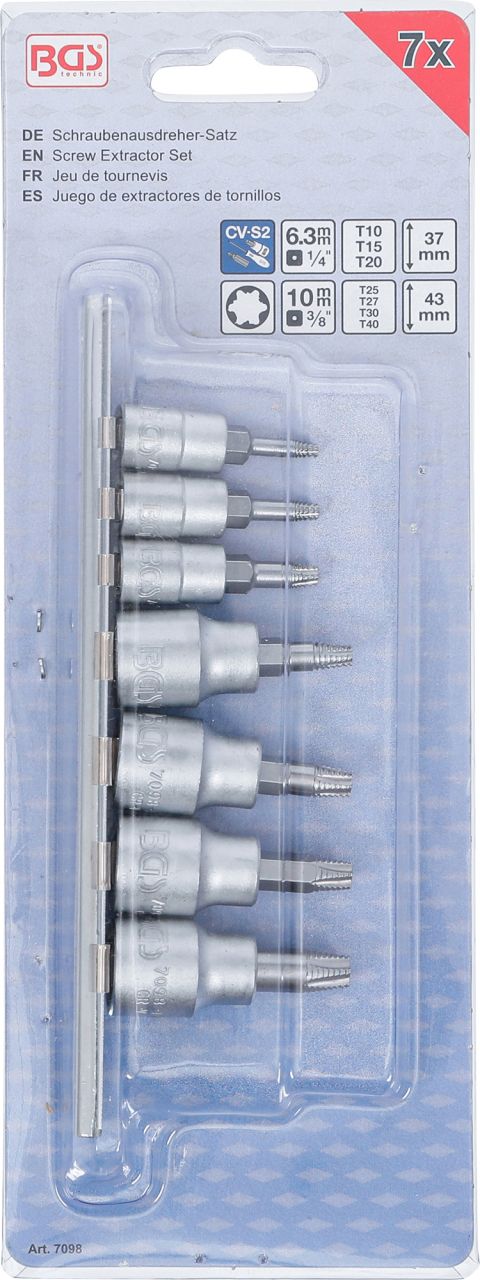 BGS technic Schraubenausdreher-Bit-Einsatz-Satz für Torx 1/4