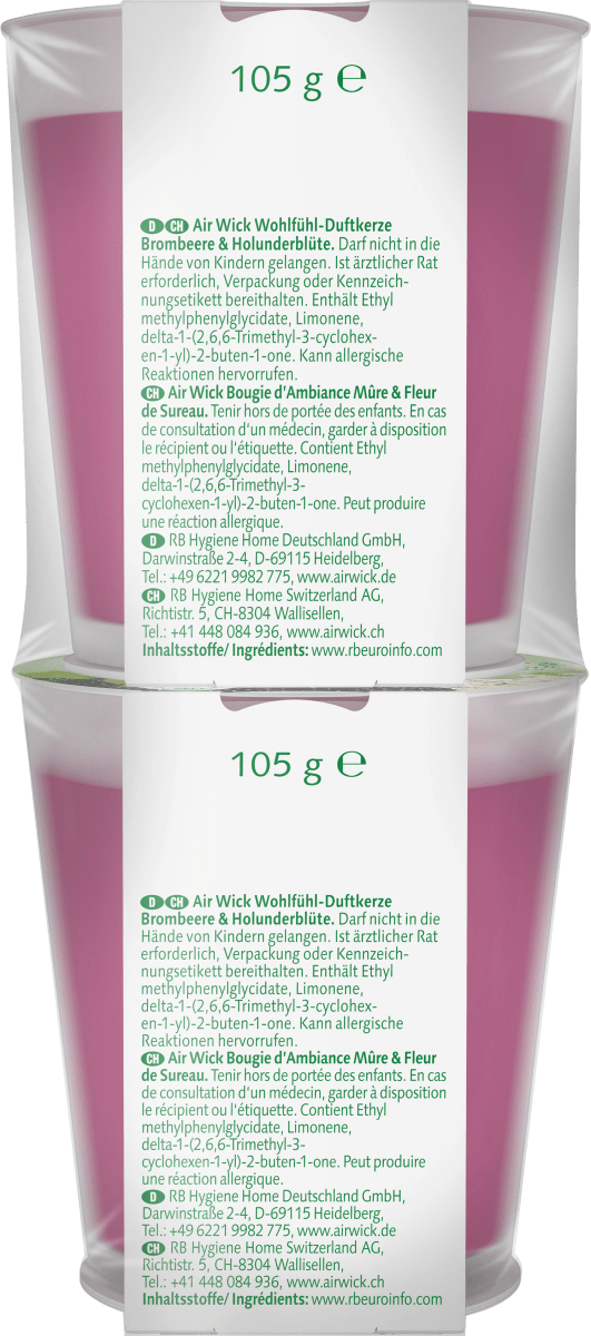 Duftkerze im Glas Brombeere & Holunderblüte (2x105 g), 2 St