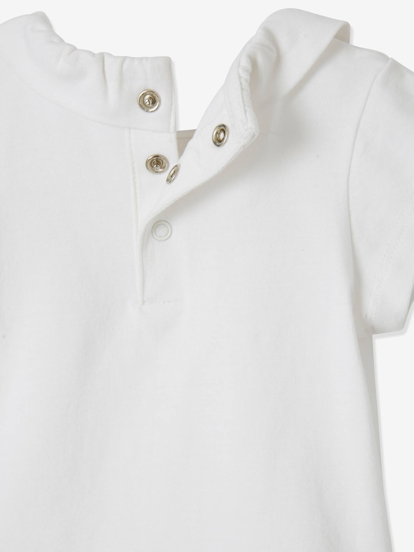 Lot de 2 bodies bébé col fantaisie manches courtes ouverture dos lot blanc