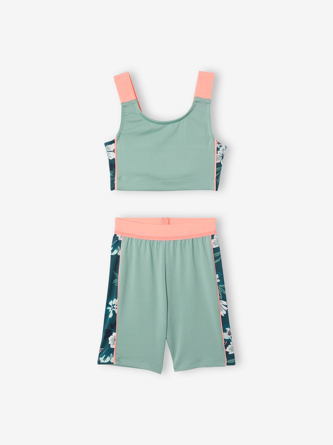 Vertbaudet Mädchen Sport-Set: Bustier & Radlerhose Oeko-Tex - aquamarin