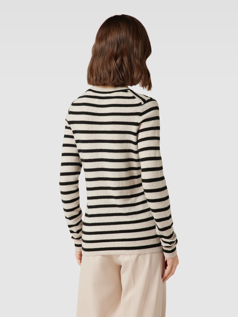 Kaschmirpullover mit Streifenmuster in beige meliert